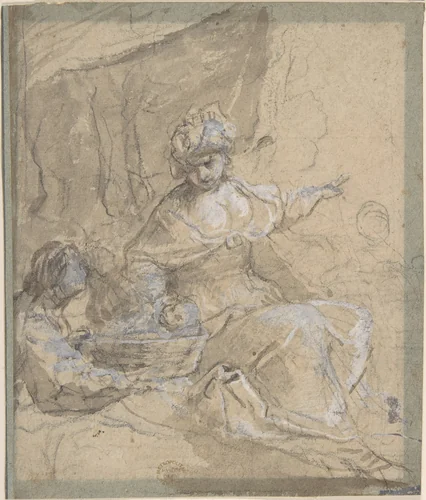 The Finding of Moses by anonymous, drawing, 1600-1700