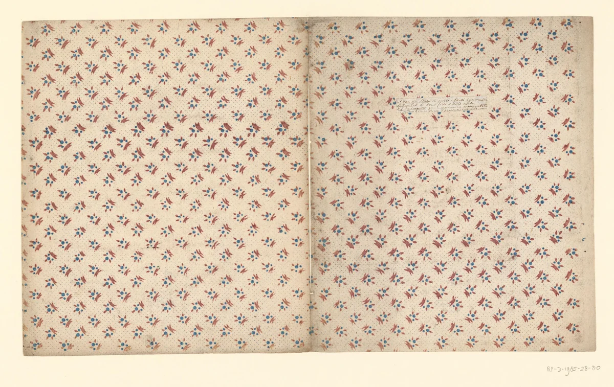 Twee bladen met strooipatroon van een bloemmotief met sterren op een puntenfond by anonymous, other, 1750-1900