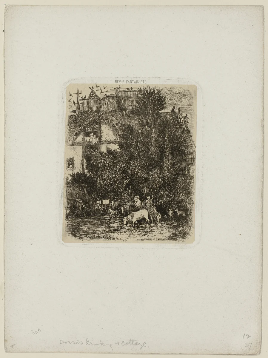 The House with the Curved Façade, from Revue Fantaisiste by Rodolphe Bresdin, print, 1861