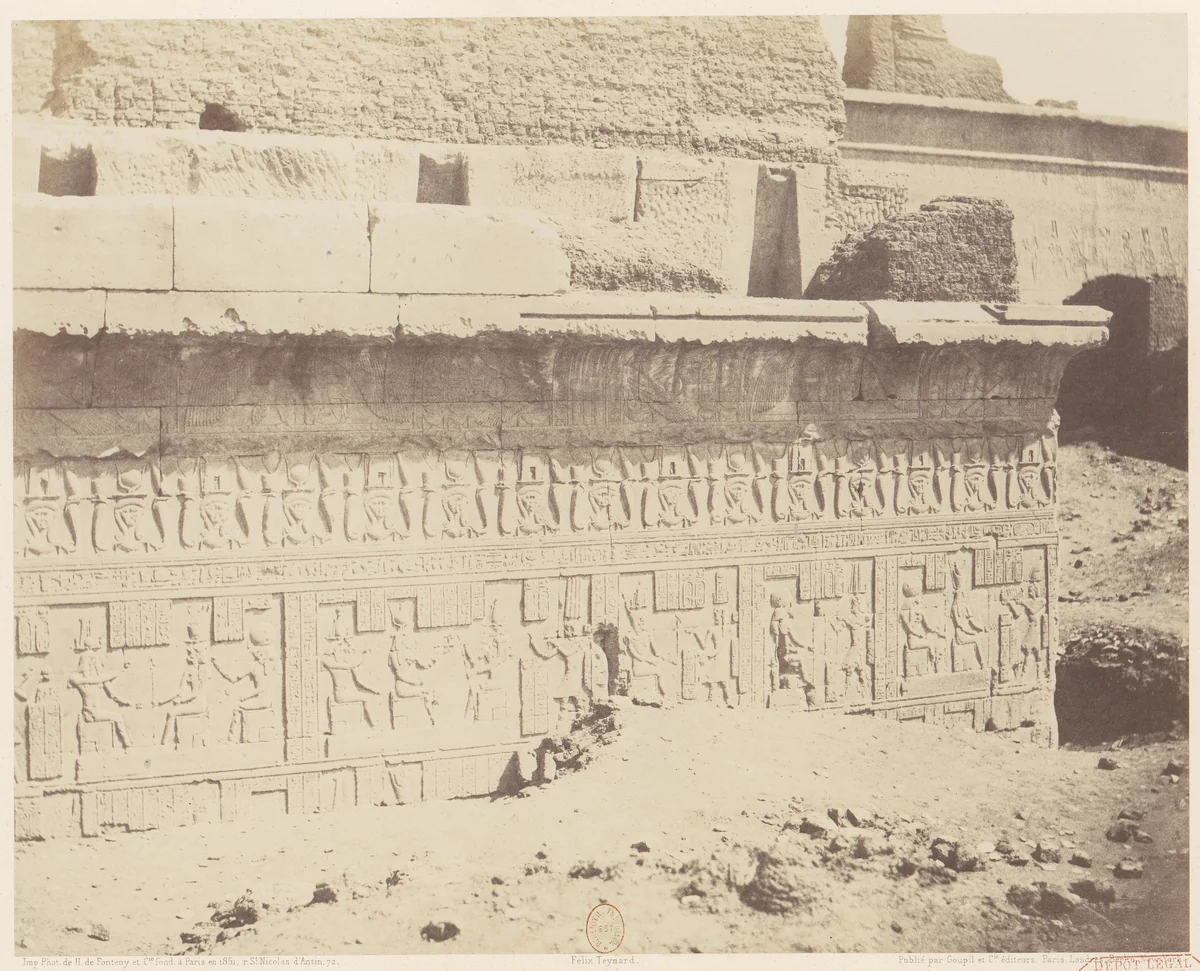 Dendérah (Tentyris), Mammisi - Décoration Extérieure de la Face Sud by Félix Teynard, photograph, 1851-1852