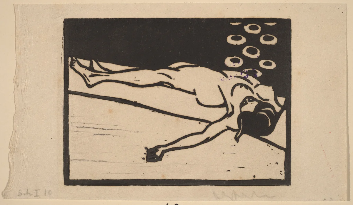 Reclining Nude by Ernst Ludwig Kirchner, print, 1905
