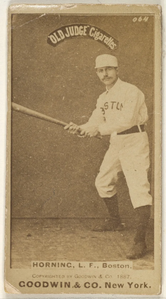 Horning, Left Field, Boston, from the Old Judge series (N172) for Old Judge Cigarettes by Goodwin & Company, photograph, 1887