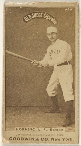 Horning, Left Field, Boston, from the Old Judge series (N172) for Old Judge Cigarettes by Goodwin & Company, photograph, 1887