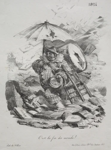 Lithographic Sketches: It is the End of the World! (frontispiece) by Nicolas Toussaint Charlet, print, 1824