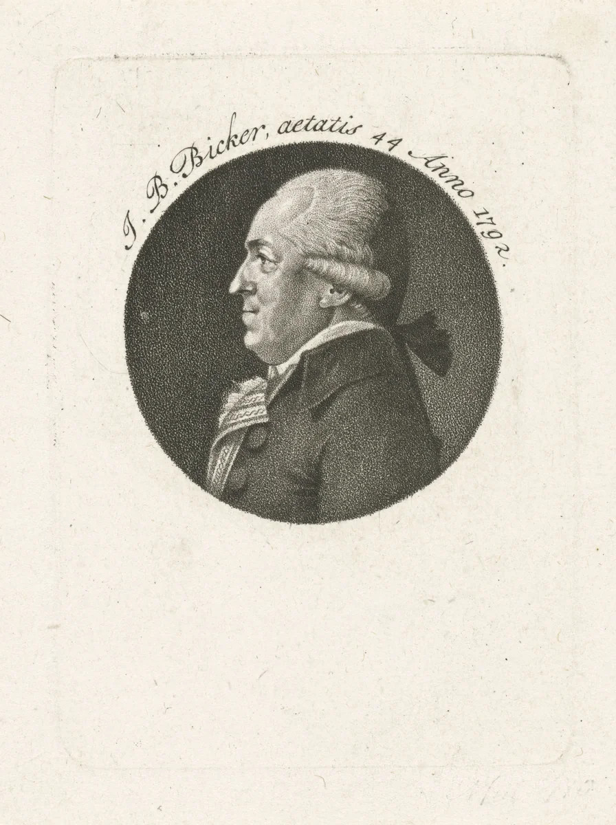Portret van Jan Bernd Bicker, op 44-jarige leeftijd by François Joseph Pfeiffer, print, 1792