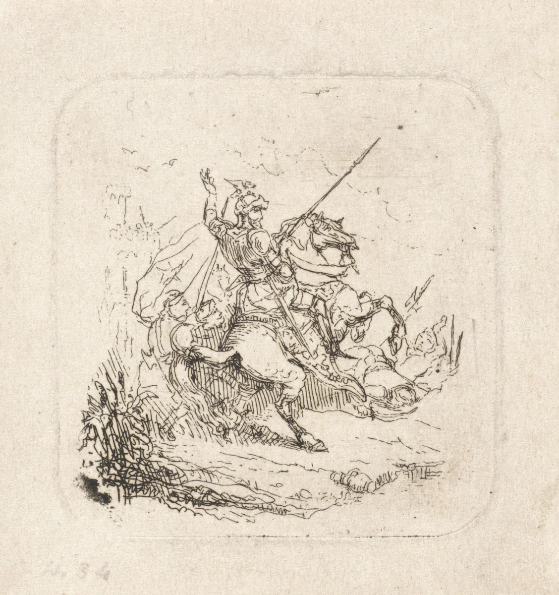 Ruitergevecht by Theodoor Schaepkens, print, 1825-1883