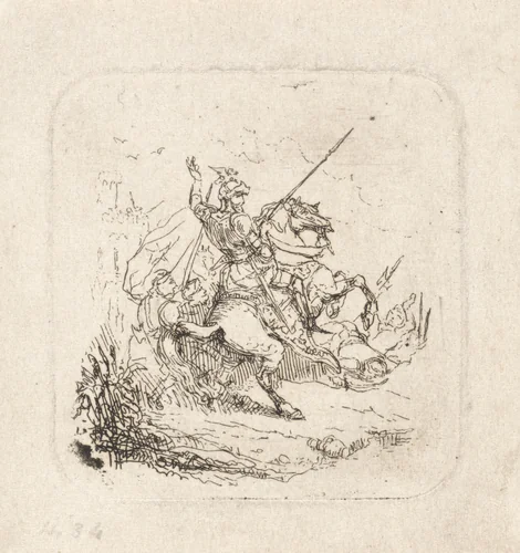 Ruitergevecht by Theodoor Schaepkens, print, 1825-1883