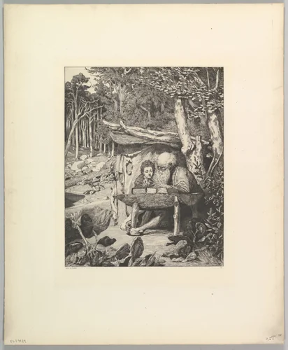 Simplici Schreibstunde, from the series Intermezzi by Max Klinger, print, 1870-1920