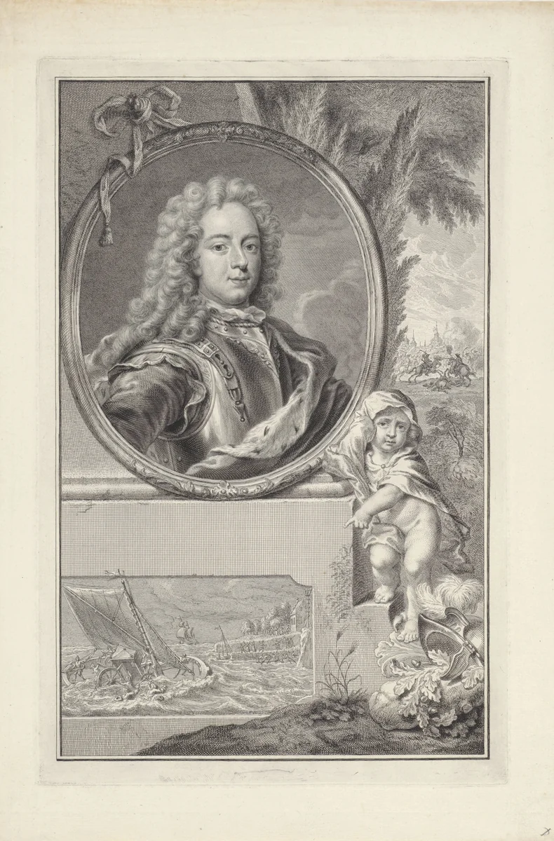 Portret van prins Johan Willem Friso van Oranje-Nassau by Pieter Tanjé, print, 1751