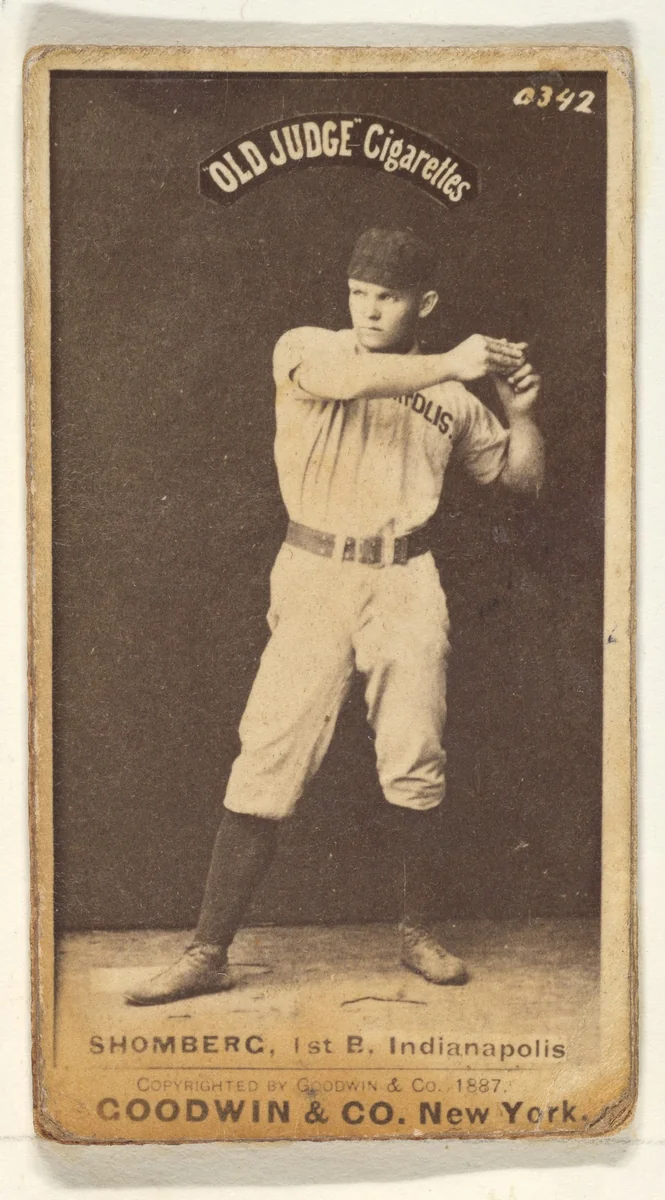 Shomberg, 1st Base, Indianapolis, from the Old Judge series (N172) for Old Judge Cigarettes by Goodwin & Company, photograph, 1887