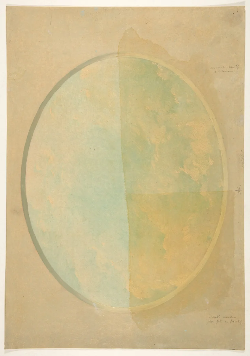 Oval design for a ceiling painted with clouds by Jules-Edmond-Charles Lachaise, drawing, 1850-1900