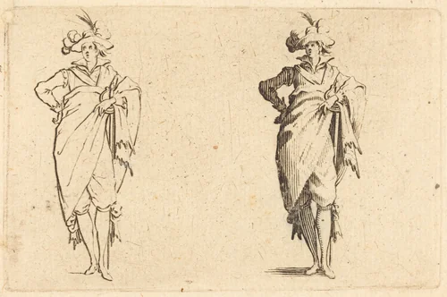 Gentleman Viewed from the Front with Hand on Hip by Jacques Callot, print, 1622