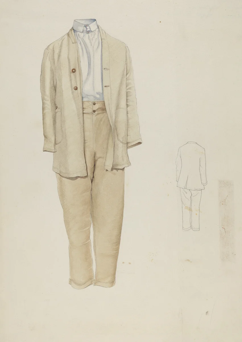 Shaker Man's Costume by Helen E. Gilman, index of american design, 1935-1942