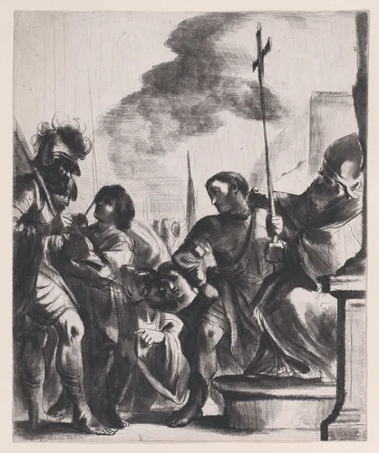 Constantine receiving the Faith banner, after Guercino by Dominique Vivant Denon, print, 1765-1826