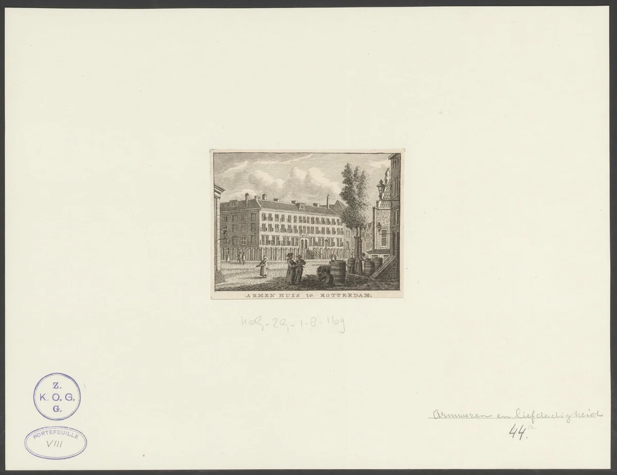 Het Armenhuis te Rotterdam by anonymous, print, 1790-1800