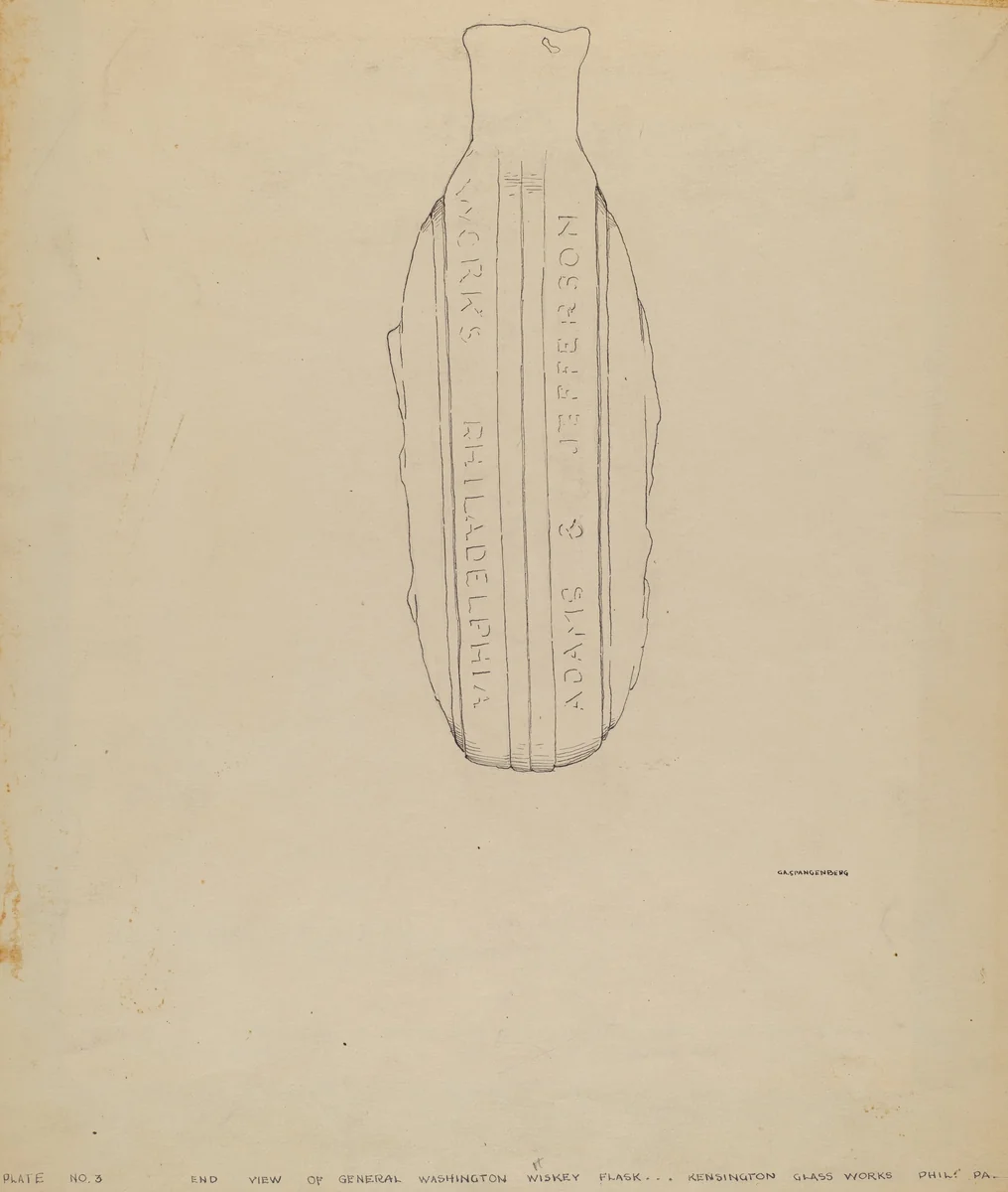 Gen. Washington Flask by G.A. Spangenberg, index of american design, 1935-1942