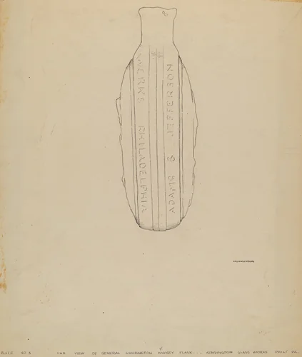 Gen. Washington Flask by G.A. Spangenberg, index of american design, 1935-1942