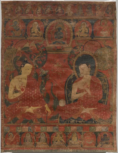 Nagarjuna (c. 150–250 CE) with a Buddhist Master by Unknown, painting, 1300-1399