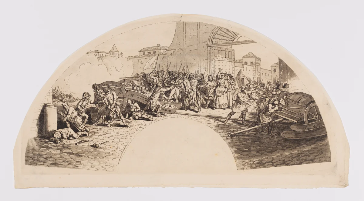 Daviz and Velarde Die Defending the Parque de Artilleria (Mueren Daviz and Velarde defendiendo el Parque de Artilleria) by anonymous, print, 1813