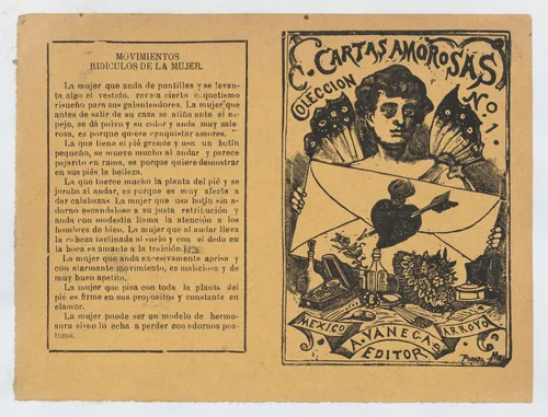 Front and back covers printed on the same sheet for a collection of love letters (number 1) by José Guadalupe Posada, print, 1895-1905