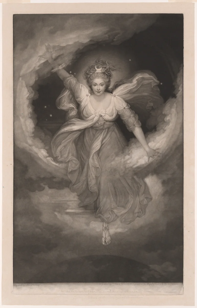 Georgiana Duchess of Devonshire, Portrait as Cynthia from Spenser's 'The Faerie Queen' by Valentine Green, print, 1783
