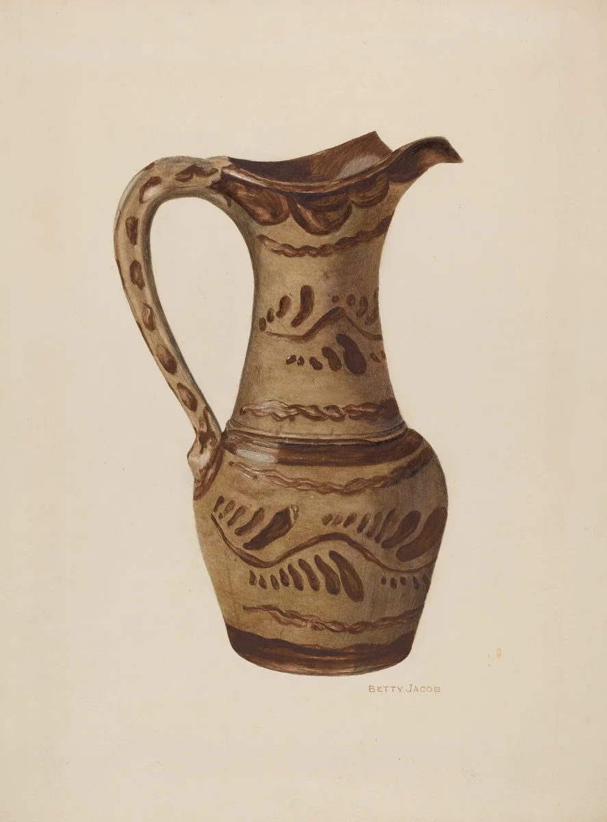Pitcher by Betty Jacob, index of american design, 1940