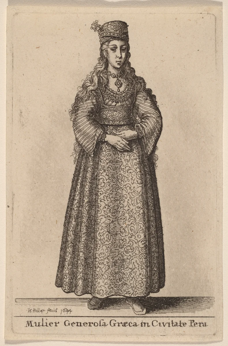 Mulier Generosa Graeca in Civitate Pera by Wenceslaus Hollar, print, 1644
