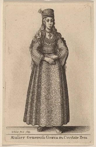 Mulier Generosa Graeca in Civitate Pera by Wenceslaus Hollar, print, 1644