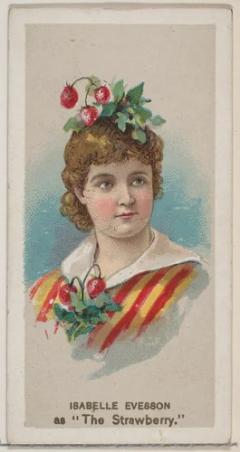 Isabelle Evesson as "The Strawberry," from the series Fancy Dress Ball Costumes (N73) for Duke brand cigarettes by W. Duke, Sons & Co., print, 1889