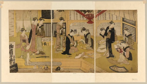 The Mieido Fan Shop by Utagawa Toyokuni I (初代 歌川 豊国), print, 1780-1805