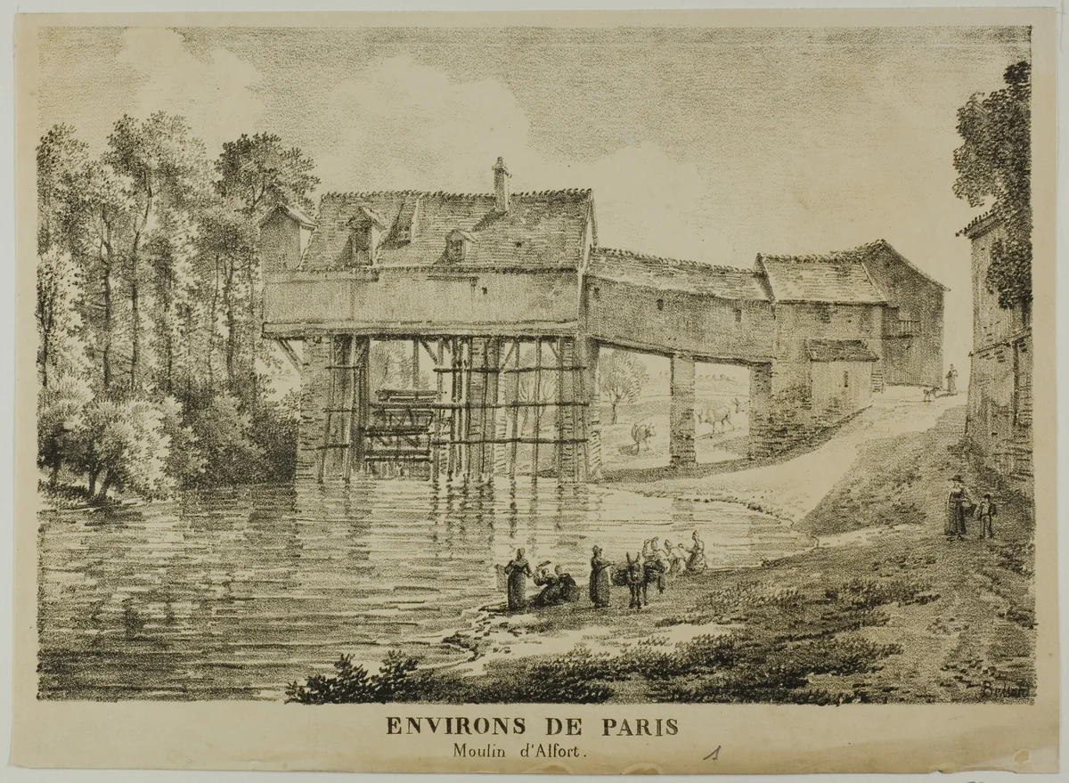 The Environs of Paris: Alfort Mill by Louis Pierre Baltard, print, 1817