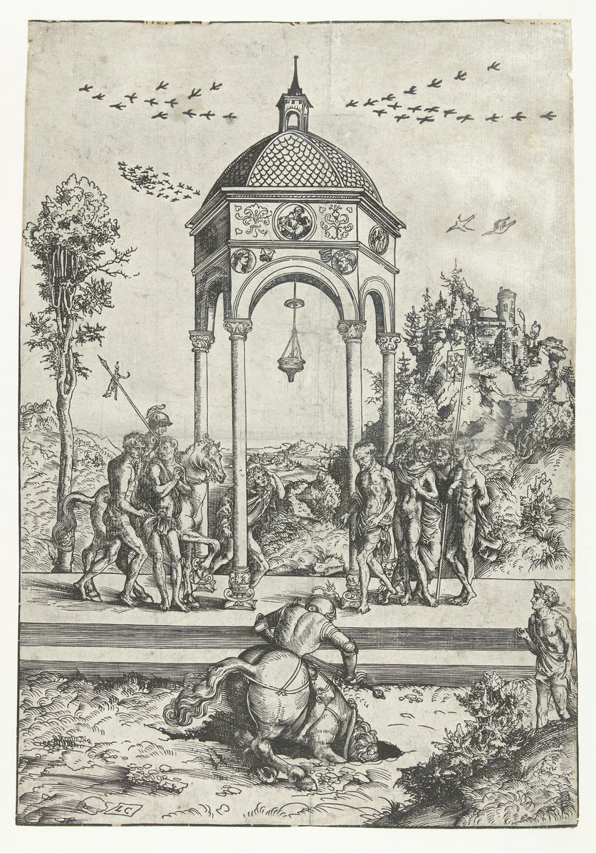 Marcus Curtius offerdood by Unknown, print, 1506-1507