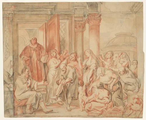 Saint Philip Healing the Cripple in Samaria by Jacob Jordaens, drawing, 1652-1658