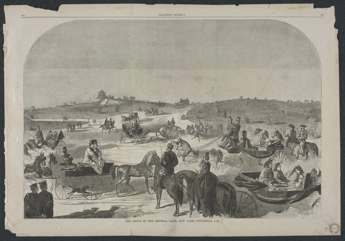 The Drive in Central Park, New York, September, 1860 by Winslow Homer, print, 1860