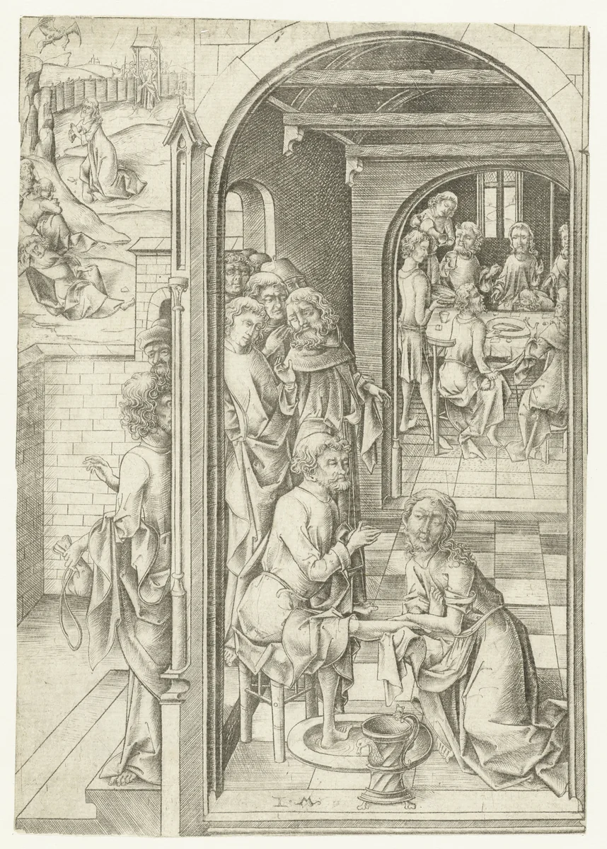 De voetwassing by Unknown, print, 1455-1503