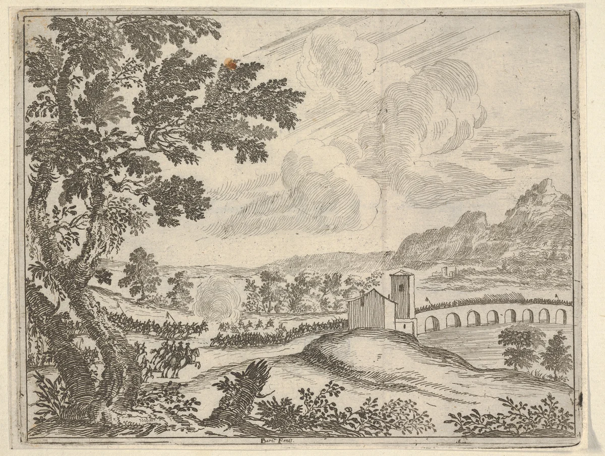 Francesco I d'Este Drives Troops Back Outside of Reggiano, from "L'Idea di un Principe ed Eroe Cristiano in Francesco I d'Este, di Modena e Reggio Duca VIII [...]" by Bartolomeo Fenice, print, 1659