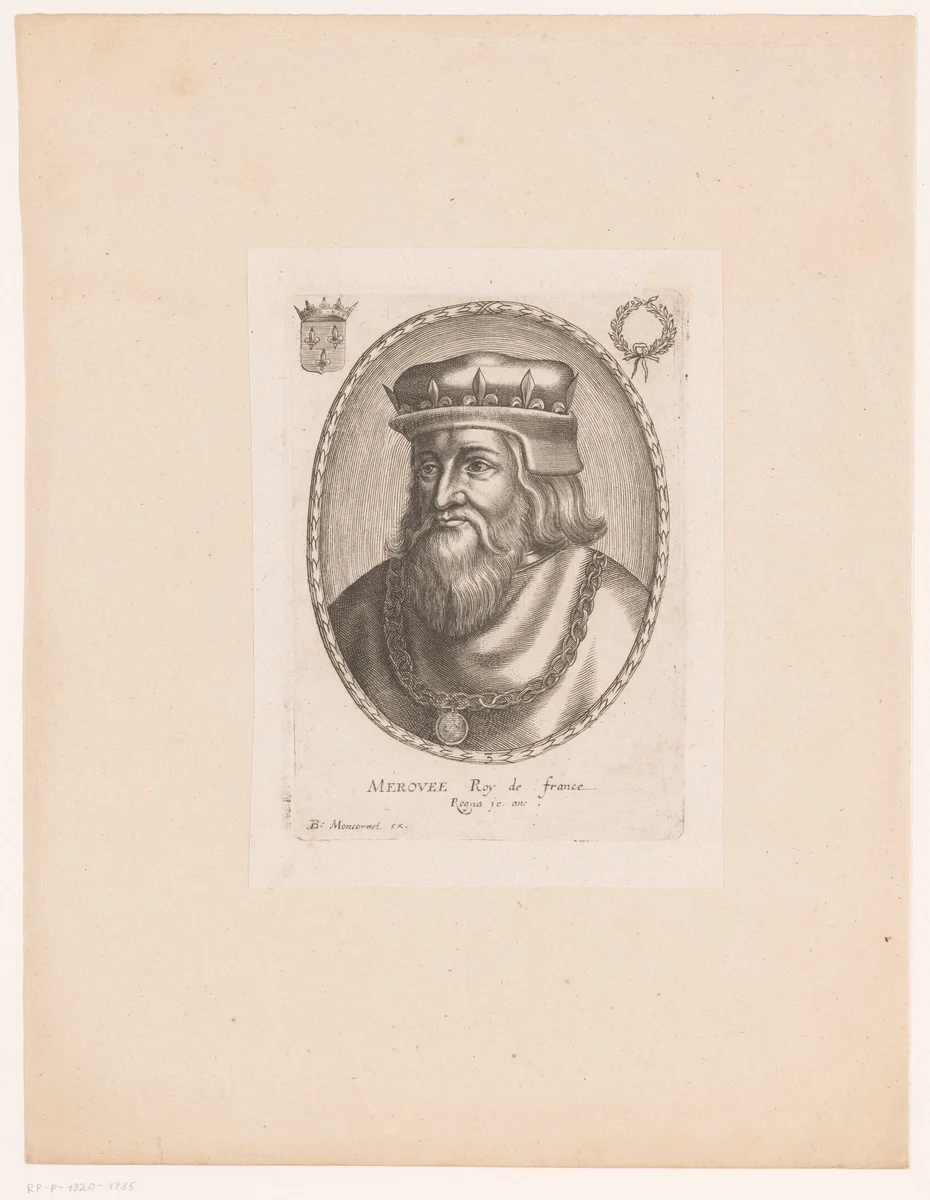 Portret van Merovech, koning der Franken by anonymous, print, 1610-1668