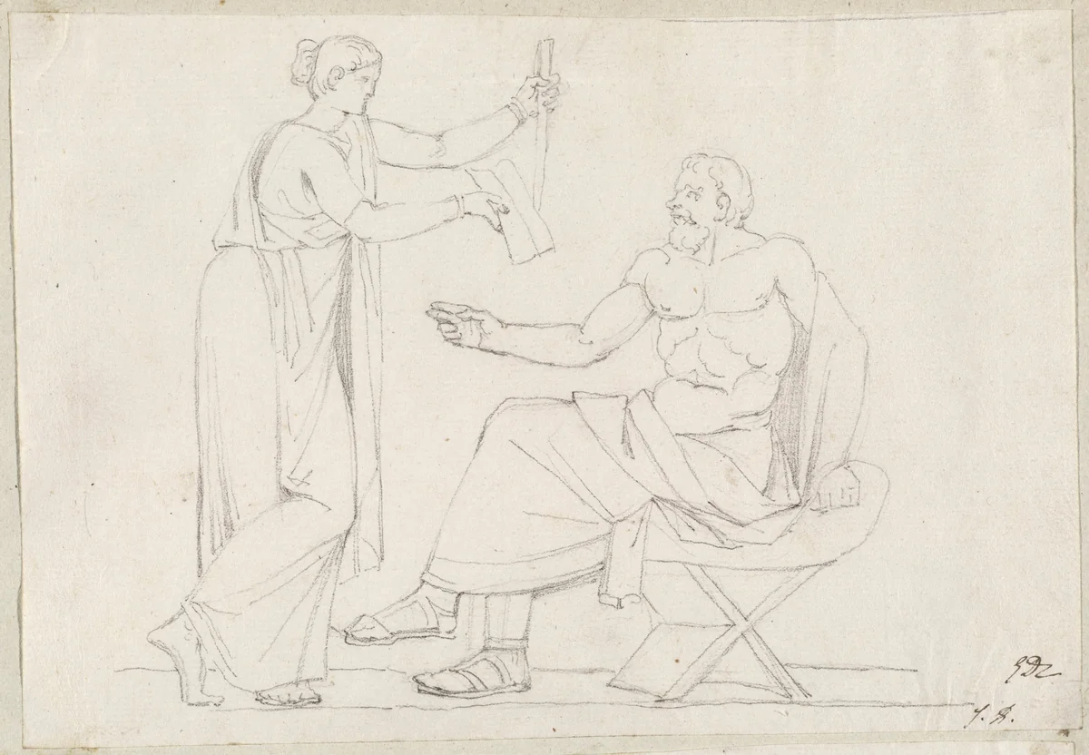 Socrates and Diotime by Jacques-Louis David, drawing, 1775-1780