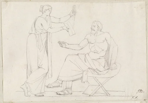 Socrates and Diotime by Jacques-Louis David, drawing, 1775-1780