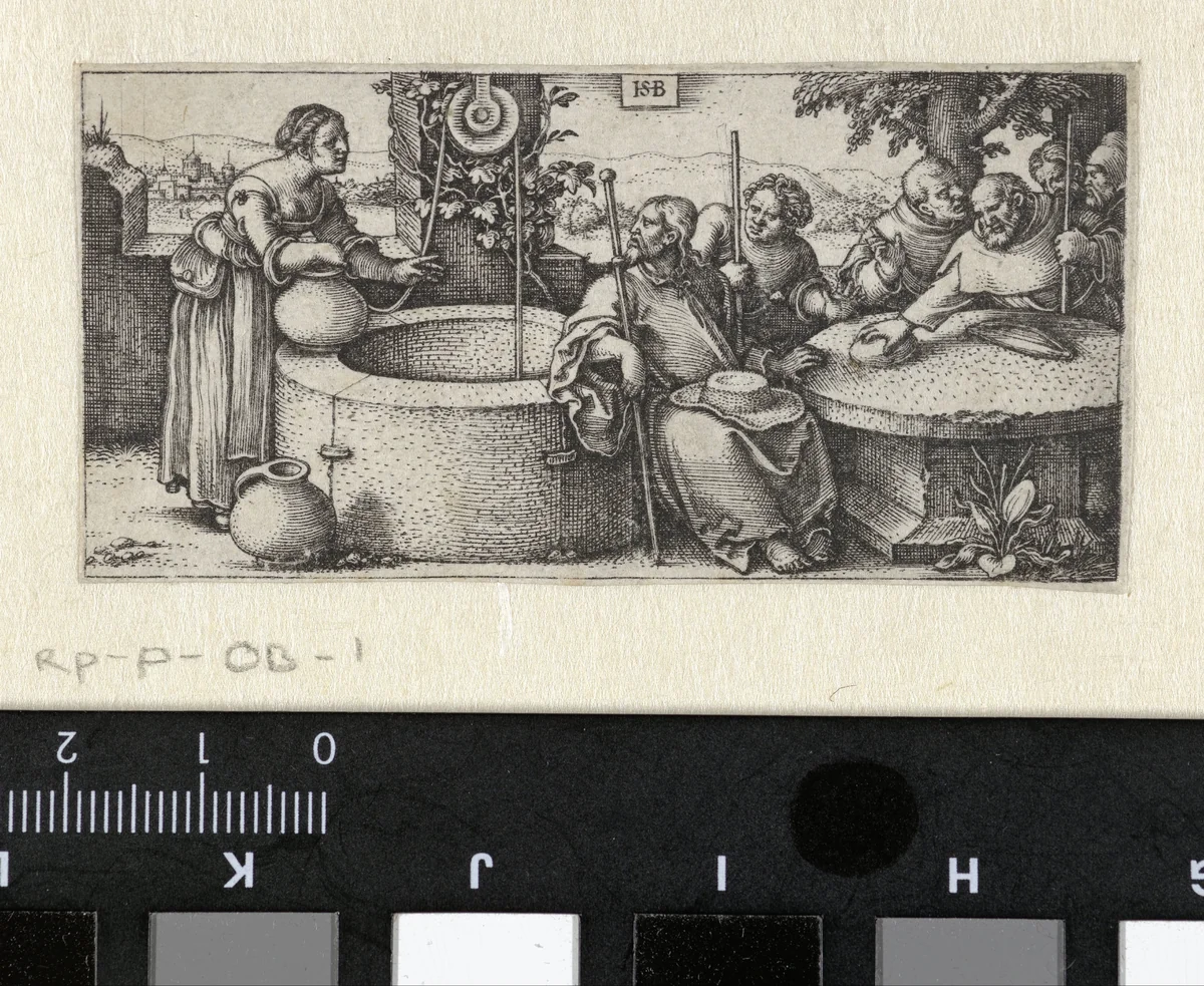 Christus en de Samaritaanse vrouw by Unknown, print, 1510-1550