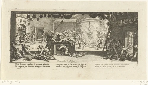 Soldaten plunderen een boerderij by anonymous, print, 1677-1690