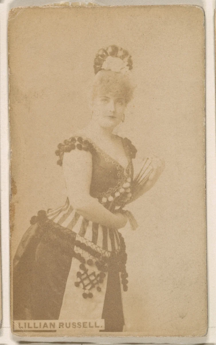 Lillian Russell, from the Actresses series (N246), Type 1, issued by Kinney Brothers to promote Sporting Extra Cigarettes by Kinney Brothers Tobacco Company, photograph, 1888-1892