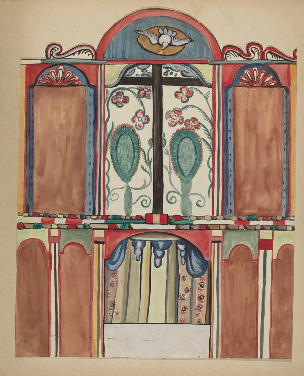 Main Reredos in Santa Cruz Church, Santa Fe County by E. Boyd, index of american design, 1935-1942