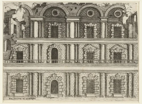 Vervallen klassiek paleis by anonymous, print, 1500-1549