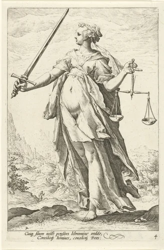 Rechtvaardigheid (Justitia) by Unknown, print, 1585-1589