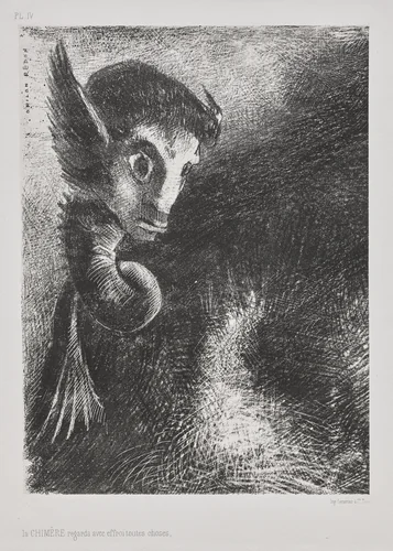 The Chimera Gazed at All Things with Fear by Odilon Redon, print, 1886