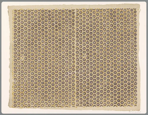 Blad met strooipatroon van geschakelde ringen met zeshoekig motief by anonymous, print, 1750-1950
