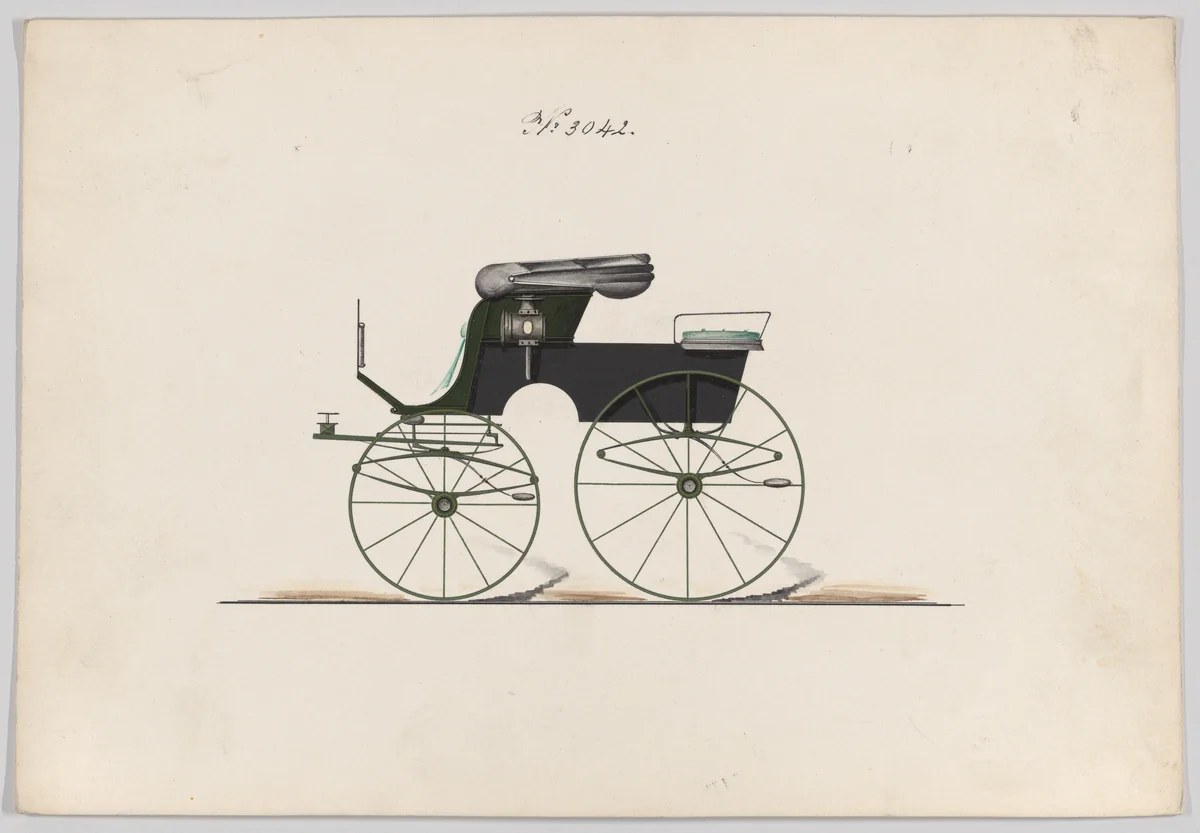 Design for Stanhope Phaeton, no. 3042 by Brewster & Co., drawing, 1875-1885