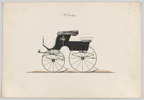 Design for Stanhope Phaeton, no. 3042 by Brewster & Co., drawing, 1875-1885