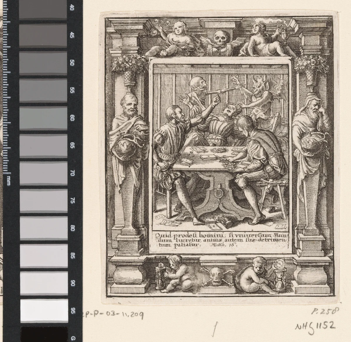De kaartspeler en de Dood by Wenceslaus Hollar, print, 1651